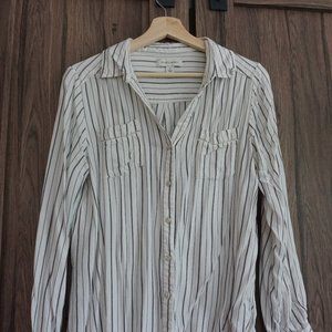 Button Down Long Sleeved Striped Shirt
